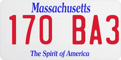 MA license plate 170BA3