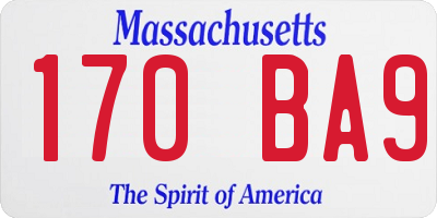 MA license plate 170BA9