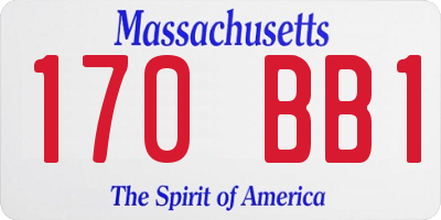 MA license plate 170BB1