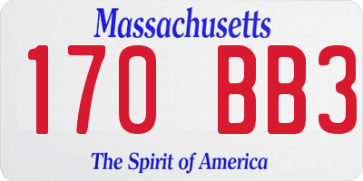 MA license plate 170BB3