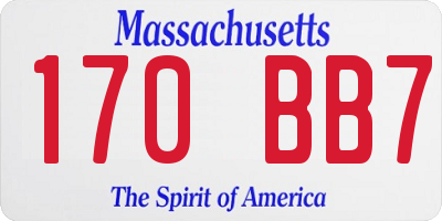 MA license plate 170BB7