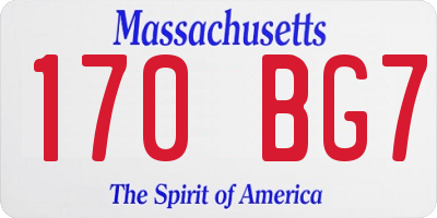 MA license plate 170BG7