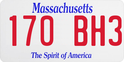 MA license plate 170BH3