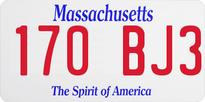 MA license plate 170BJ3