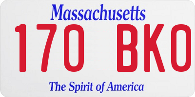 MA license plate 170BK0