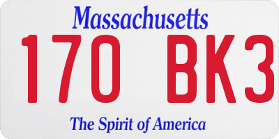 MA license plate 170BK3