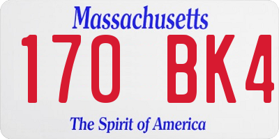 MA license plate 170BK4