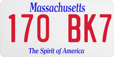 MA license plate 170BK7