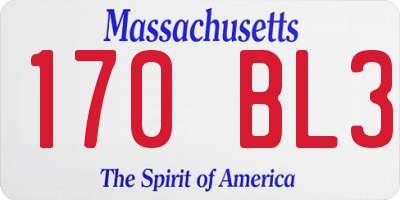 MA license plate 170BL3