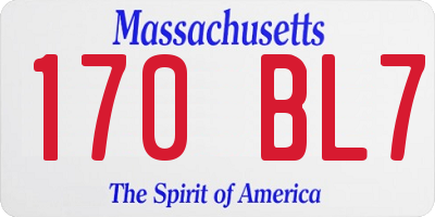 MA license plate 170BL7