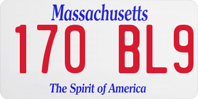 MA license plate 170BL9