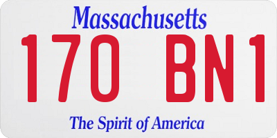 MA license plate 170BN1