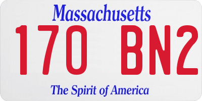 MA license plate 170BN2