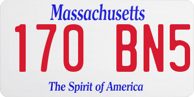 MA license plate 170BN5