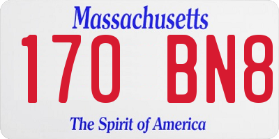 MA license plate 170BN8