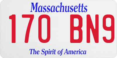 MA license plate 170BN9