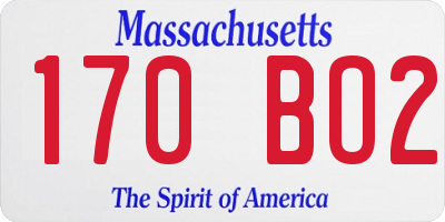 MA license plate 170BO2