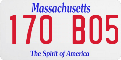 MA license plate 170BO5