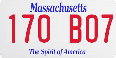MA license plate 170BO7