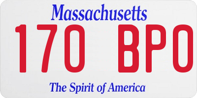 MA license plate 170BP0