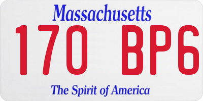 MA license plate 170BP6
