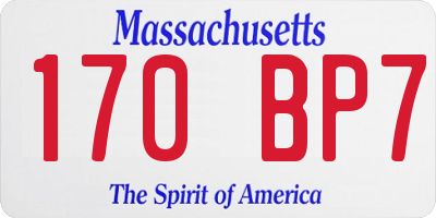 MA license plate 170BP7
