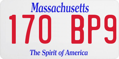 MA license plate 170BP9