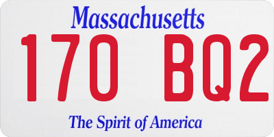 MA license plate 170BQ2