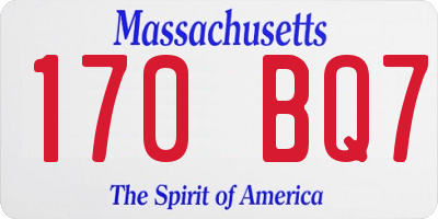MA license plate 170BQ7
