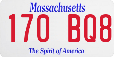 MA license plate 170BQ8