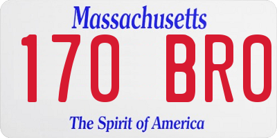 MA license plate 170BR0