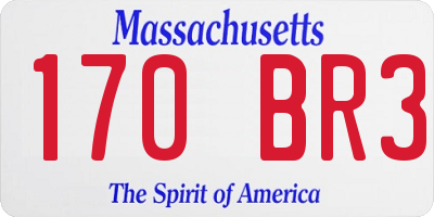 MA license plate 170BR3
