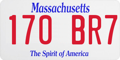 MA license plate 170BR7