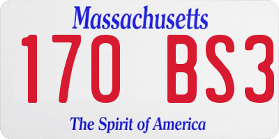 MA license plate 170BS3