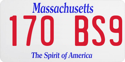 MA license plate 170BS9