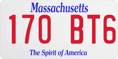 MA license plate 170BT6