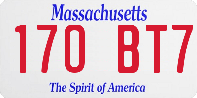 MA license plate 170BT7