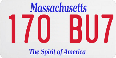 MA license plate 170BU7