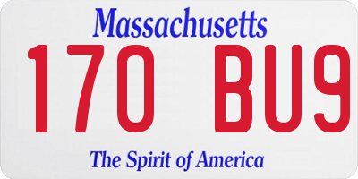 MA license plate 170BU9