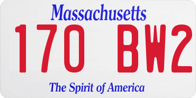 MA license plate 170BW2