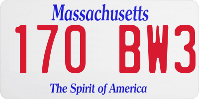 MA license plate 170BW3