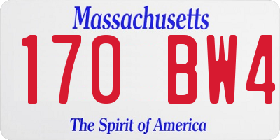 MA license plate 170BW4