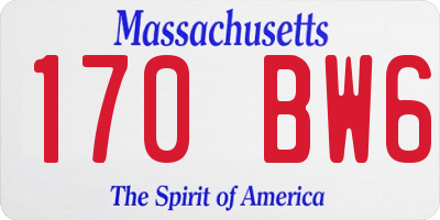 MA license plate 170BW6