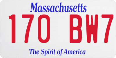 MA license plate 170BW7