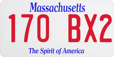 MA license plate 170BX2
