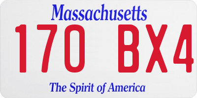 MA license plate 170BX4