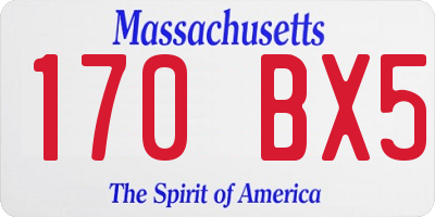 MA license plate 170BX5