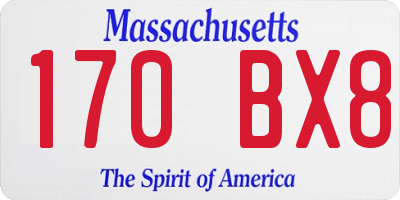 MA license plate 170BX8