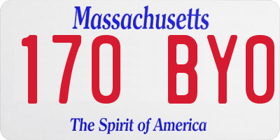 MA license plate 170BY0