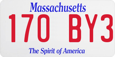 MA license plate 170BY3